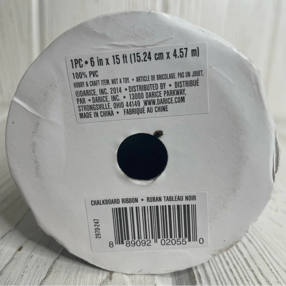 NEW 6” Roll Chalkboard Ribbon Black Erasable 15’ 100% PCV